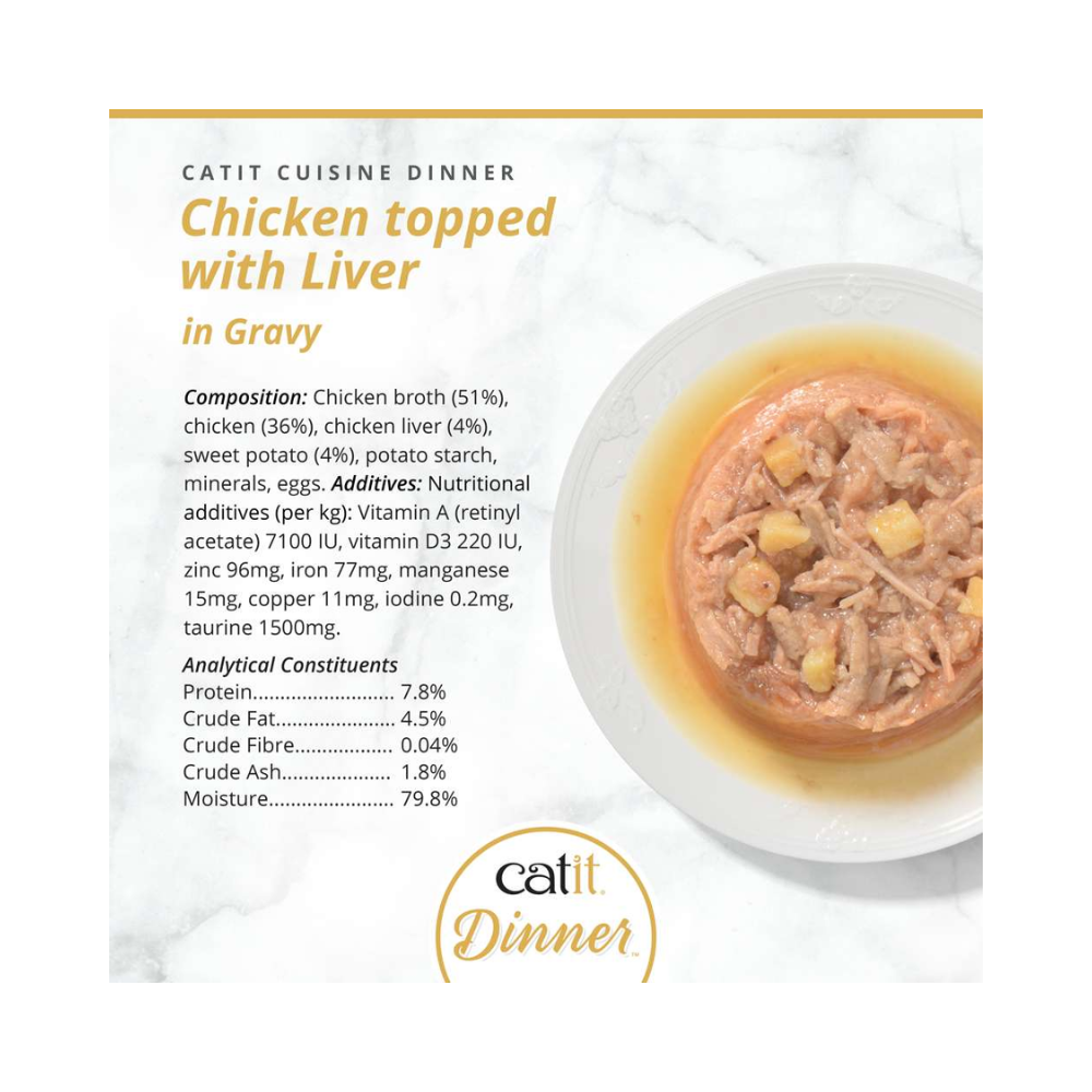 Catit Chicken Dinner konservai katėms su vištiena, kepenėlėmis, 80 g