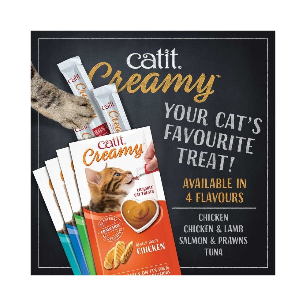 Catit Creamy kreminis skanėstas katėms su vištiena ir ėriena, 4x10 g