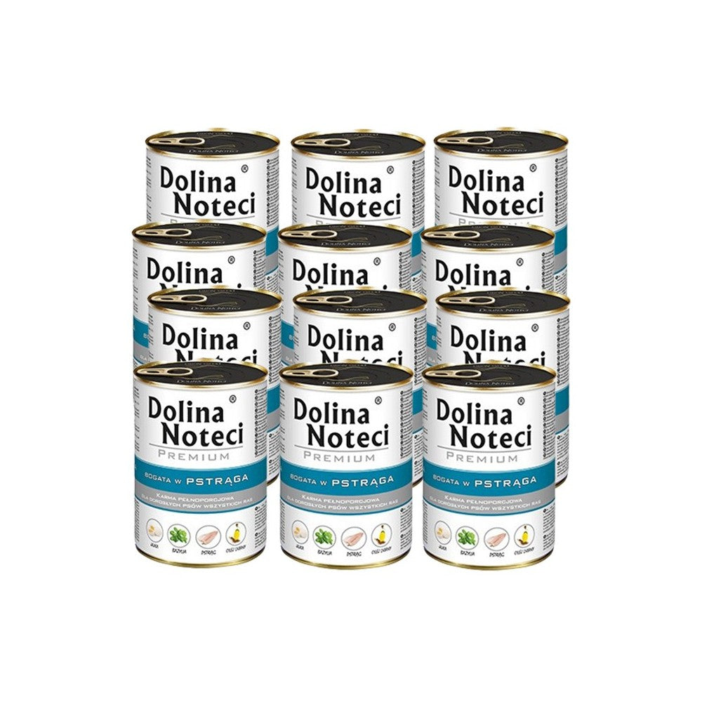 Konservai šunims su upėtakiu Dolina Noteci Premium, 12x400 g