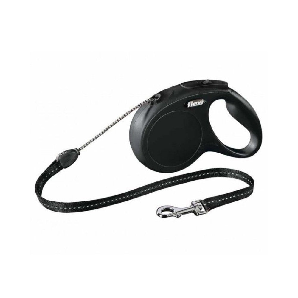 Flexi New Classic M automatinis pavadys juodas, 5 m, virvutė