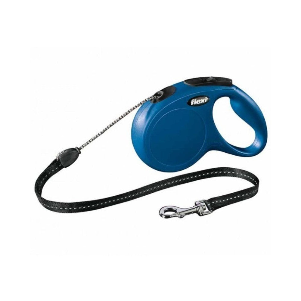 Flexi New Classic S automatinis pavadys mėlynas, 5 m, virvutė