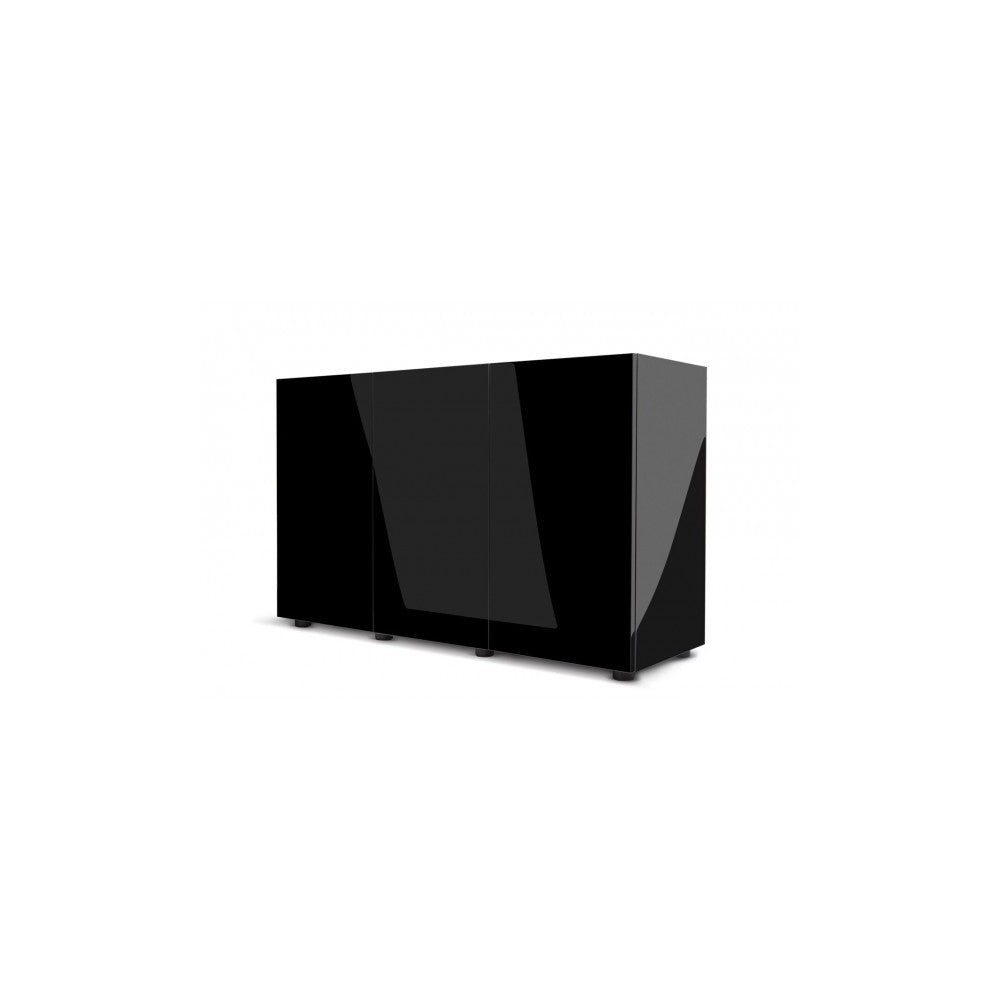 Glossy 120 spintelė stačiakampė juoda su durelėmis, 120 cm