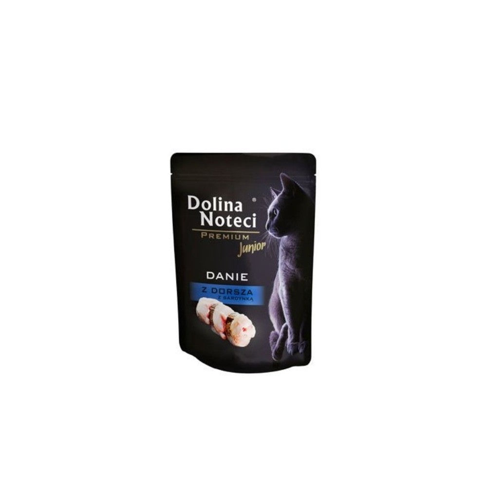 Guliašas jaunoms katėms su menke ir sardinėmis Dolina Noteci Dish, 85 g