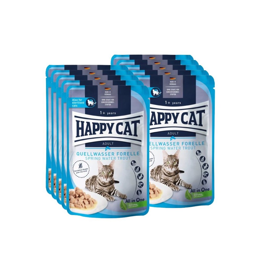 Happy Cat guliašas katėms su upėtakiu QuaellwasserForelle, 10x85 g