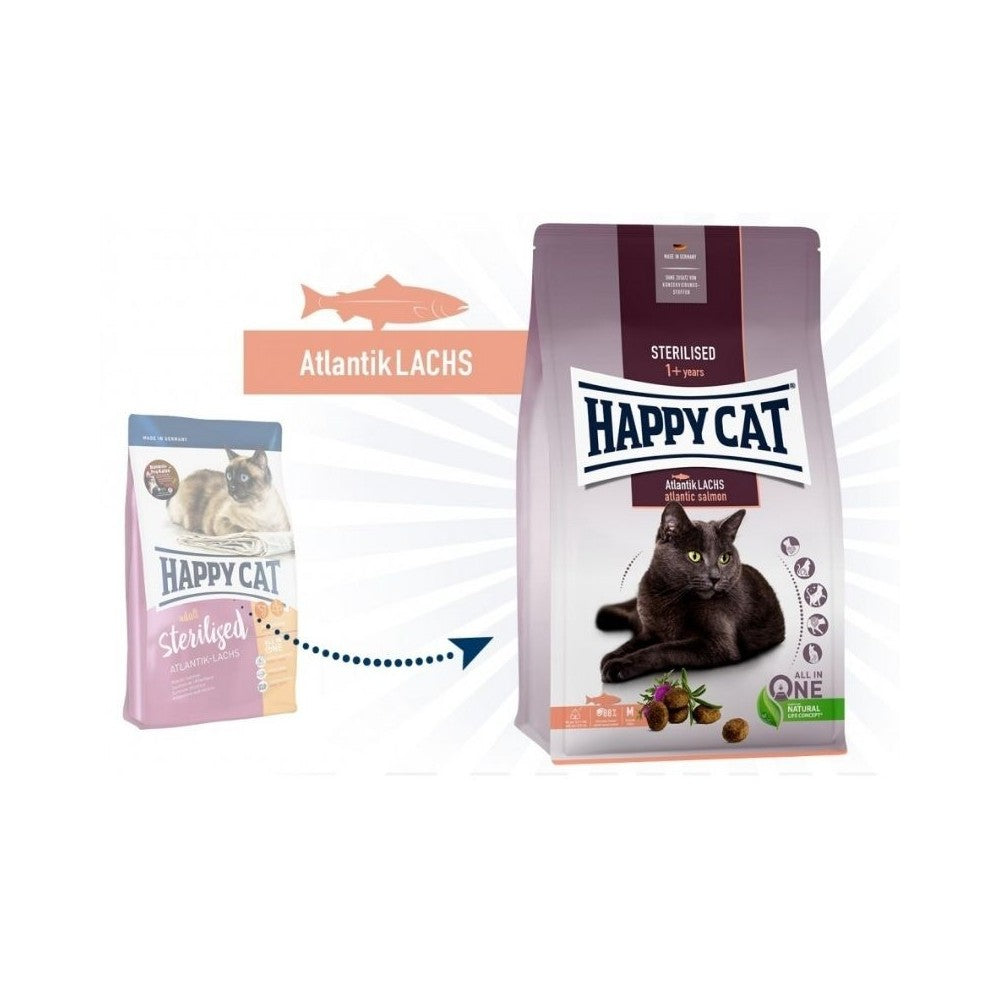 Happy Cat visavertis pašaras sterilizuotoms katėms su lašiša Sterilised Atlantik Lachs, 4 kg