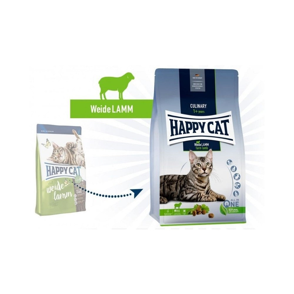 Happy Cat visavertis pašaras suaugusioms katėms su ėriena Culinary WeideLamm, 1,3 kg