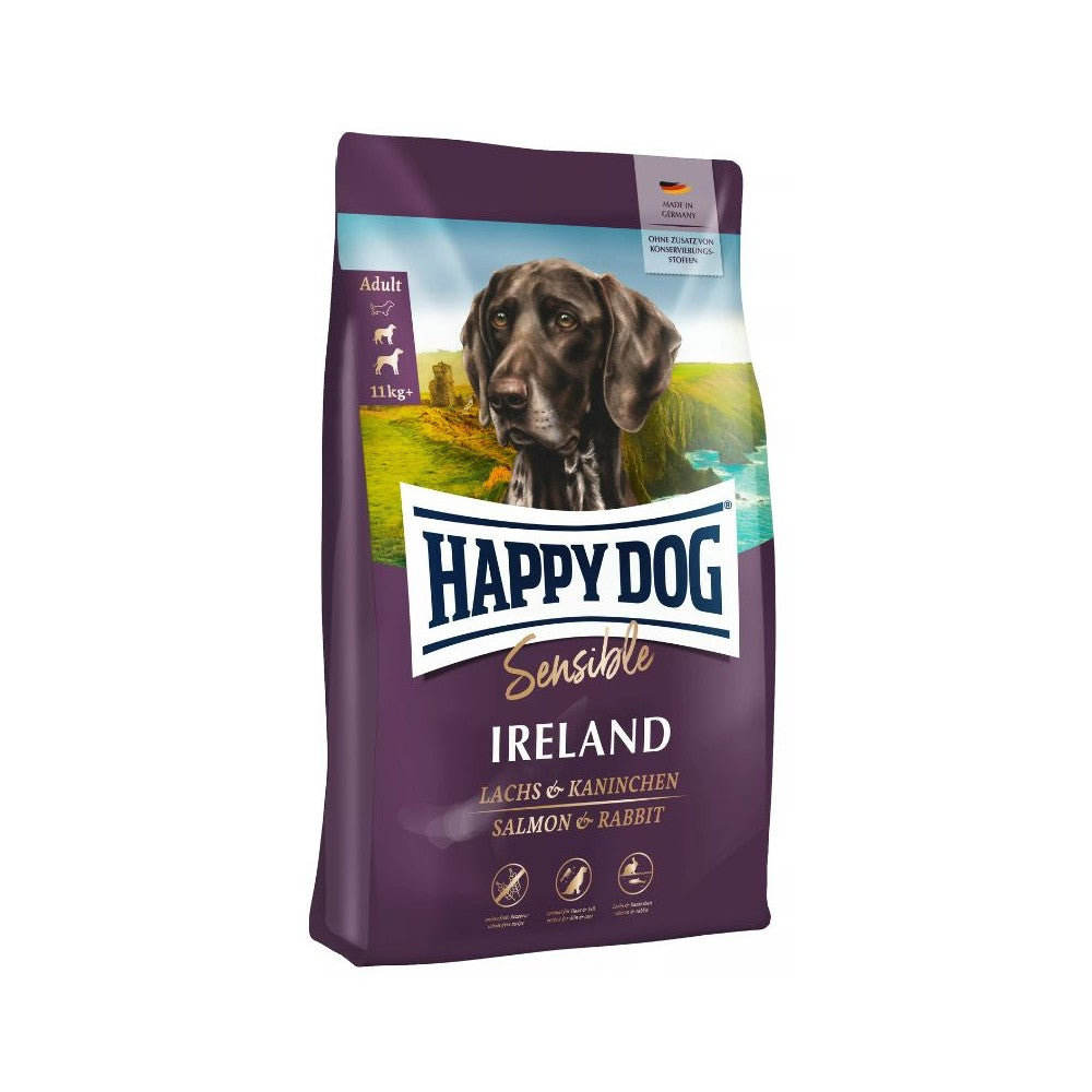 Happy Dog visavertis pašaras suaugusiems šunims su triušiena ir lašiša Ireland 4 kg