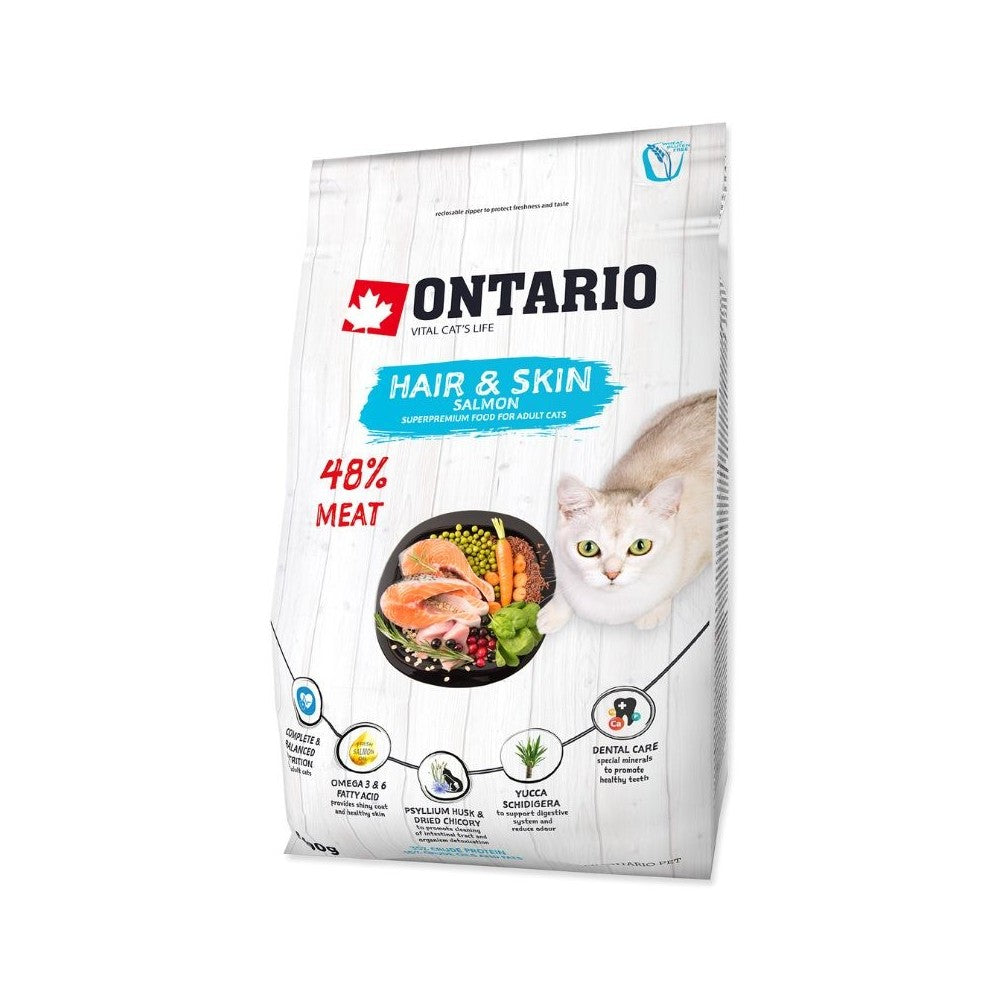 Ontario visavertis pašaras suaugusioms katėms Cat Hair&Skin, 0,4 kg